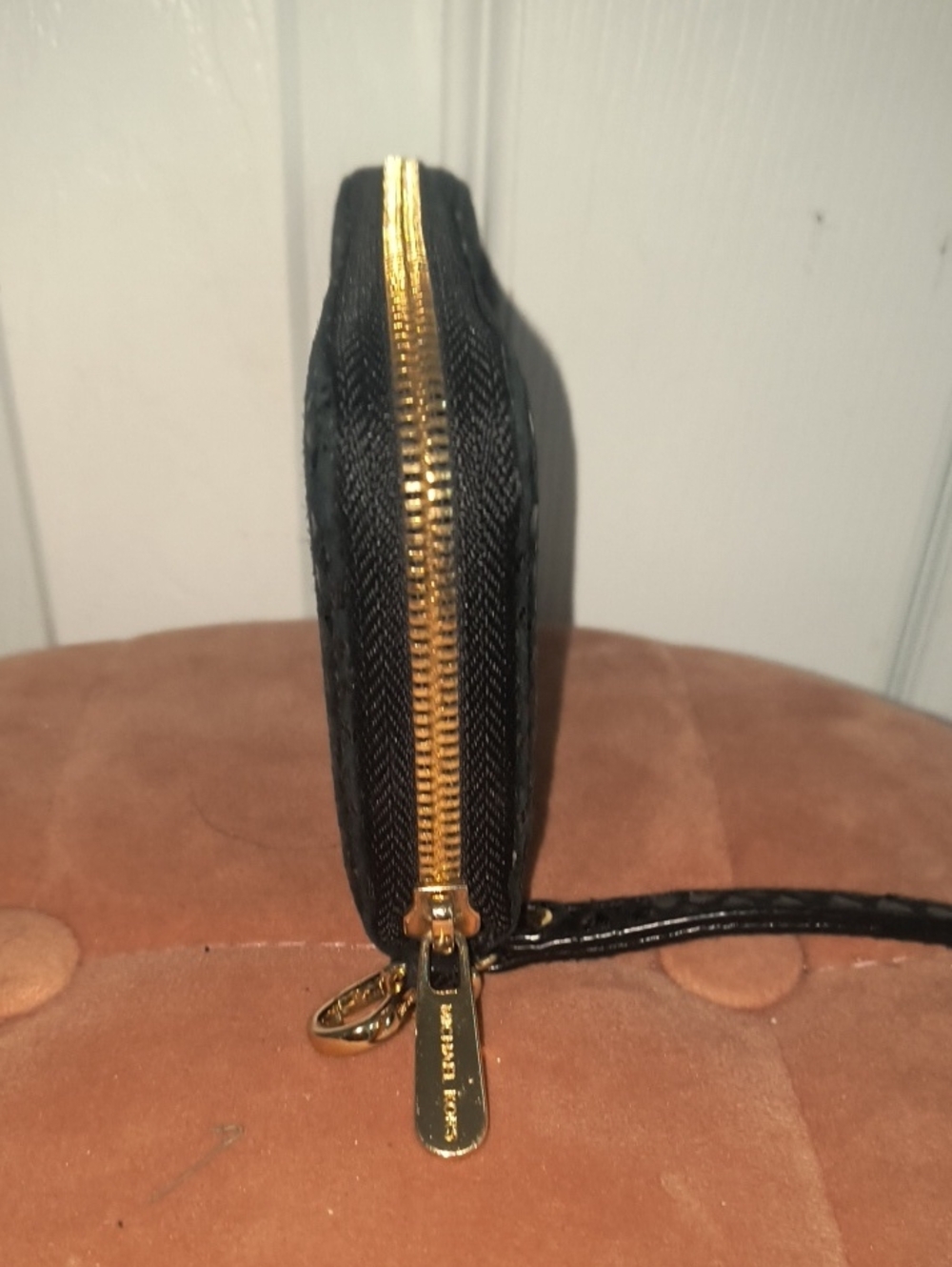 Michael Kors Essential Zip Wallet Black Embossed Python Leather Wristlet - Picture 5 of 10